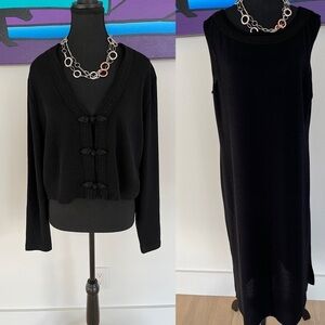 COLDWATER CREEK 2 Piece Black Midi Sleeveless Dress and Bolero Jacket Separates